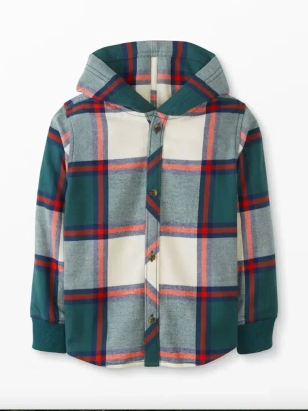 Hanna Andersson Flannel Hooded Button Up Shirt - Size 10